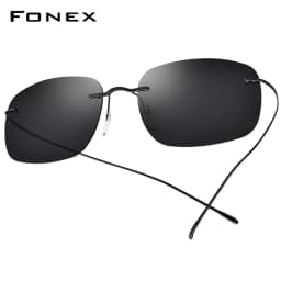 FONEX Titanium Rimless Sunglasses Men Austria Ultralight Frameless Square Polarized Sun Glasses for Women Japanese Shades 85694