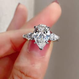 1/2/3/6Carat Pear Cut Moissanite Diamond Engagement Rings for Women 925 Sterling Silver 3-stone Waterdrop Shape Wedding Ring