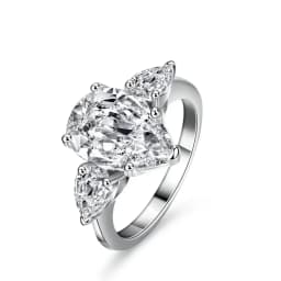 1/2/3/6Carat Pear Cut Moissanite Diamond Engagement Rings for Women 925 Sterling Silver 3-stone Waterdrop Shape Wedding Ring