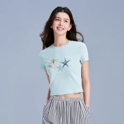 Semir Vacation Style Short Sleeve T-Shirt Women Petite Fit Cooling Print 2025 New Summer Beachwear Ideal for Tropical Holidays