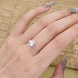 IGOTOS Transparent Fishing Line Moissanite Ring Certified S925 Sterling Silver Round Diamond Ring Wedding Band Jewelry for Women