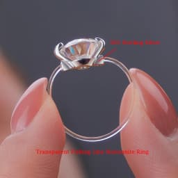 IGOTOS Transparent Fishing Line Moissanite Ring Certified S925 Sterling Silver Round Diamond Ring Wedding Band Jewelry for Women