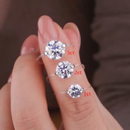 IGOTOS Transparent Fishing Line Moissanite Ring Certified S925 Sterling Silver Round Diamond Ring Wedding Band Jewelry for Women