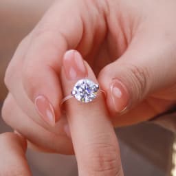 IGOTOS Transparent Fishing Line Moissanite Ring Certified S925 Sterling Silver Round Diamond Ring Wedding Band Jewelry for Women