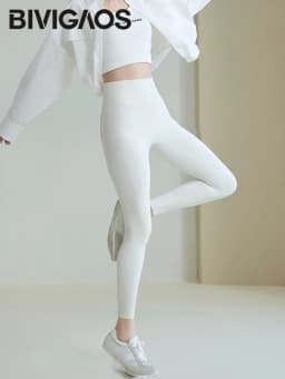 BIVIGAOS 2026 Spring Summer Back Pocket Sharkskin Leggings Women White Tight Casual Sport Fitness Leggings Skinny Pencil Pants