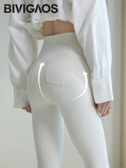BIVIGAOS 2026 Spring Summer Back Pocket Sharkskin Leggings Women White Tight Casual Sport Fitness Leggings Skinny Pencil Pants