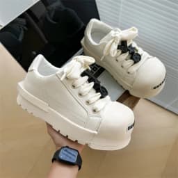 Sneakers Casual Plus Size 43 44 Mens Womens Designer Big-head Board Shoes Fashion Casual Leather Height Increased Platform Shoes