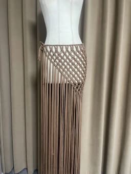 Beachapche Hand Crochet Tassel Skirts Women Fashion Sexy Side High Knitted Beach Cover Ups