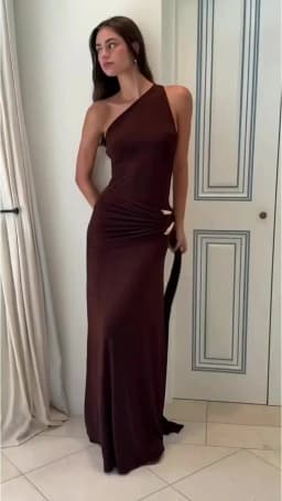 Brown One Shoulder Backless Long Dress Sexy Women's Draped Casual Maxi Dresses Summer Evening Party Wedding Guest Cocktail Black