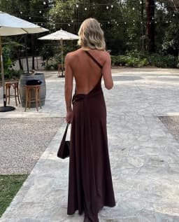 Brown One Shoulder Backless Long Dress Sexy Women's Draped Casual Maxi Dresses Summer Evening Party Wedding Guest Cocktail Black