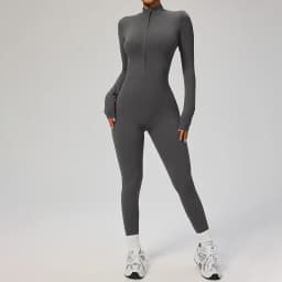 TRY TO BN Women's Jumpsuit Long Sleeve Zipper Shapewear Bodysuit Yoga Fitness One Piece Tights Gym Clothing Mono Deportivo Mujer