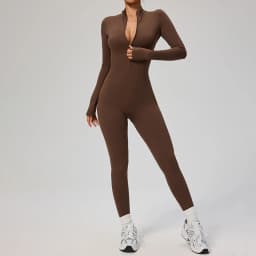 TRY TO BN Women's Jumpsuit Long Sleeve Zipper Shapewear Bodysuit Yoga Fitness One Piece Tights Gym Clothing Mono Deportivo Mujer