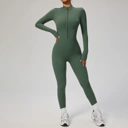 TRY TO BN Women's Jumpsuit Long Sleeve Zipper Shapewear Bodysuit Yoga Fitness One Piece Tights Gym Clothing Mono Deportivo Mujer