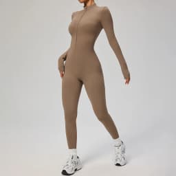 TRY TO BN Women's Jumpsuit Long Sleeve Zipper Shapewear Bodysuit Yoga Fitness One Piece Tights Gym Clothing Mono Deportivo Mujer