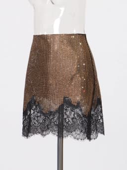 TWOTWINSTYLE Hit Color Slimming Spliced Hot Fix Fashion Skirts for Women High Waist Sheer Patchwork Lace Elegant Skirt Female