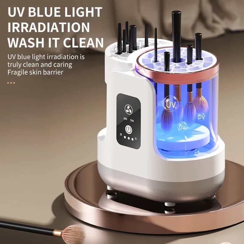 USB Electric Makeup Brush Cleaner 3-in-1 with Automatic Quick-Drying Support Device - Makeup Brush Cleaning And Drying Book Tool