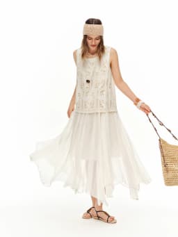 DUSHU 2026 Summer Women's Heavy Embroidered Lace Vacation Dress, Romantic Openwork Festival Maxi for Coquette & Boho Art Style
