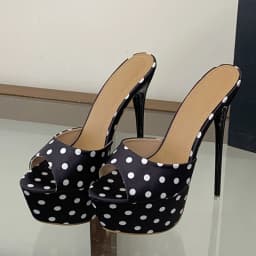 Liyke Sexy 16CM Super High Heels Slippers Women Summer Peep Toe Polka Dot Silk Platform Sandals Stiletto Woman Party Dress Shoes