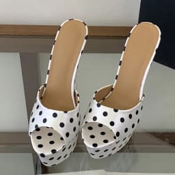 Liyke Sexy 16CM Super High Heels Slippers Women Summer Peep Toe Polka Dot Silk Platform Sandals Stiletto Woman Party Dress Shoes