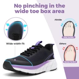 Fitville Women'S Walking Shoes Wide Toe Box Sneakers Non-Slip Athletic Tennis Running Shoes For Swollen Feet Pain Relief