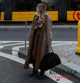 KONDALA Urban Vintage Trench Coat Women's Fall Winter Brown Reversible Wear Long Coat 2025 Fashion Elegant Commute Ladies Coat