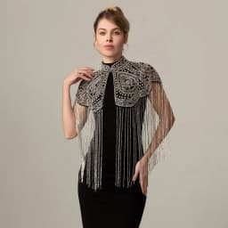 Women Vintage Chinese Style Beaded Shawl Long Tassel Cloud Shoulder Handmade Heavy Beaded Cheongsam Shawl For Catwalk Studio Sho