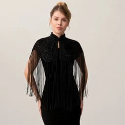 Women Vintage Chinese Style Beaded Shawl Long Tassel Cloud Shoulder Handmade Heavy Beaded Cheongsam Shawl For Catwalk Studio Sho