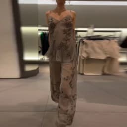 Fashion Sequin Splice Lantern Pants Sets Women Chic Embroidery Mesh Spaghetti Strap Backless Sling Suit New Lady Daily Date Wear
