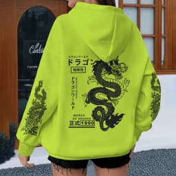 Harajuku Dragon Printed Hoodies for Men Women, Casual Japanese-style Sporty Spring Autumn Hoody, Vintage Unisex Hooded