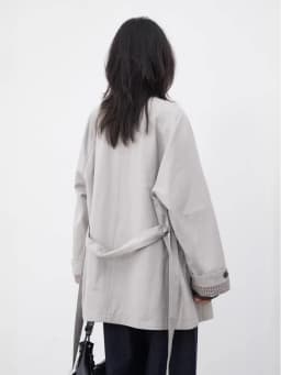 CHIC VEN Fashion Women Mid-length Trench Coat Loose Casual Minimalist Patchwork Plaid Female Windbreaker Belt Spring Summer 2026