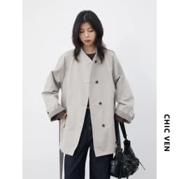 CHIC VEN Fashion Women Mid-length Trench Coat Loose Casual Minimalist Patchwork Plaid Female Windbreaker Belt Spring Summer 2026