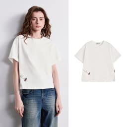 TOYOUTH Women's Cotton Dog Embroidery T-Shirt 2026 Summer New Asymmetric Short Sleeve Tee, Cute Animal Graphic