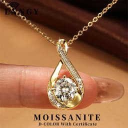 Lnngy 8MM 2.0CT Round Cut Moissanite Necklace 14K Gold Filled Infinity Pendant Necklace for Women Wedding Jewelry Gift