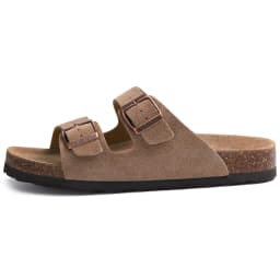 Litfun Summer Classic Women's Cork Sandals Cow Suede Slides With Arch Support Anti-slip Unisex Slippers With Adjustable Buckle