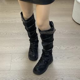 Punk Style Women's Shoes Luxury Retro Leather Cowboy Boots for Woman Exquisite Rivet Knee High Boots Designer Shoes Botas Mujer