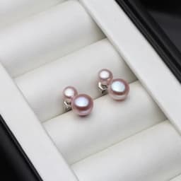 Cute Small Freswater Natural Double Pearl Earring,Real 925 Sterling Silver Earrings With Pearls Wife Mother Birthday White Black
