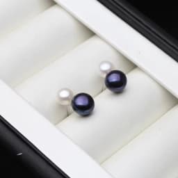 Cute Small Freswater Natural Double Pearl Earring,Real 925 Sterling Silver Earrings With Pearls Wife Mother Birthday White Black