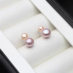Cute Small Freswater Natural Double Pearl Earring,Real 925 Sterling Silver Earrings With Pearls Wife Mother Birthday White Black