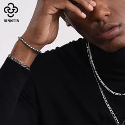 Rinntin 925 Sterling Silver 4mm Bead Ball Strand Chain Bracelet for Women Men Trendy Handmade Bracelets on Hand Jewelry SB103