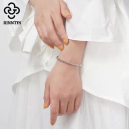 Rinntin 925 Sterling Silver 4mm Bead Ball Strand Chain Bracelet for Women Men Trendy Handmade Bracelets on Hand Jewelry SB103