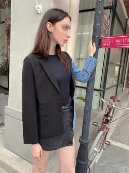 Women Vintage Fashion Blazer Denim Patchwork Jackets 2022 Autumn Winter Irregular Coat Women Long Sleeve Loose Korean Outerwear