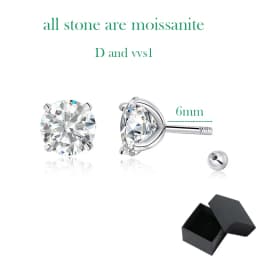Smyoue 18k Plated 0.2-2ct Moissanite Stud Earrings for Women Solid 925 Sterling Silver Lab Diamond Screw Back Ear Stud Jewelry