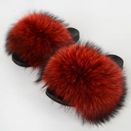 Real Raccoon Fur Slippers Women's Summer Fur Slippers Big Size Furry Natural Fur Shoes Beach Plush Sliders Fashion Female Shoes