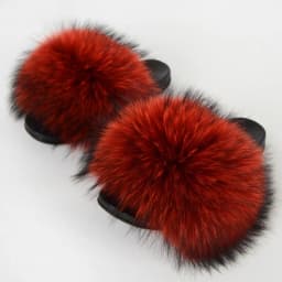 Real Raccoon Fur Slippers Women's Summer Fur Slippers Big Size Furry Natural Fur Shoes Beach Plush Sliders Fashion Female Shoes