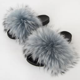 Real Raccoon Fur Slippers Women's Summer Fur Slippers Big Size Furry Natural Fur Shoes Beach Plush Sliders Fashion Female Shoes