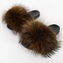 Real Raccoon Fur Slippers Women's Summer Fur Slippers Big Size Furry Natural Fur Shoes Beach Plush Sliders Fashion Female Shoes