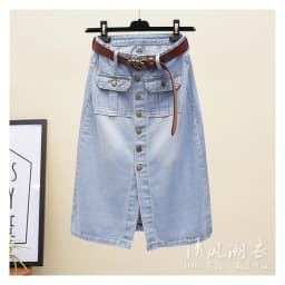 2026 Women Spring Autumn New Front Split Denim Sheath Skirts Female Single-Breasted Midi Skirts Ladies High Waist Pencil Skirts