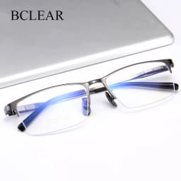 BCLEAR Titanium Glasses Frame Men Square Myopia Prescription Eyeglasses Frames Half Rim Optical Male Korean Eyewear New Style
