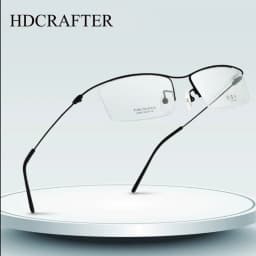 HDCRAFTER Titanium Metal Glasses Frame for Men Half Rim Rimless Eyeglasses Cool Optical Eyewear Prescription Spectacles Frame
