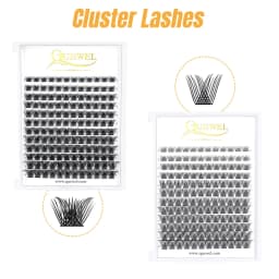 Quewel 144 Cluster DIY Lashes Segmented C/D Curl Individual Mink Eyelashes DIY Eyelash Makeup at Home Natural Russian Volume